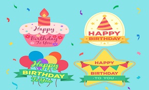4 Creative happy birthday label vec